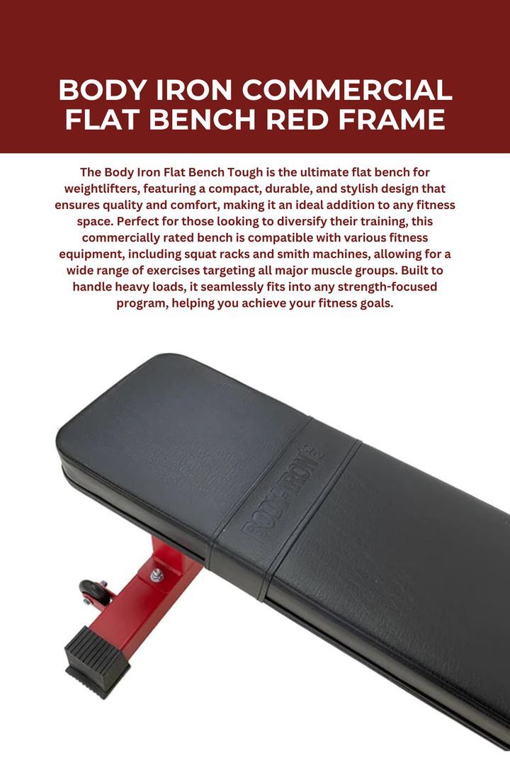 Body Iron Commercial Flat Bench Red Frame