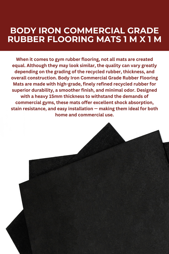 Body Iron Commercial Grade Rubber Flooring Mats 1 m x 1 m - 80 Square Meters