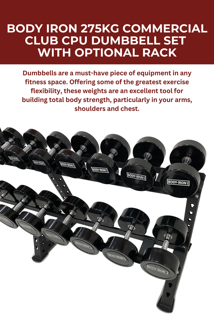 Body Iron 275kg Commercial Club CPU Dumbbell Set with Optional Rack