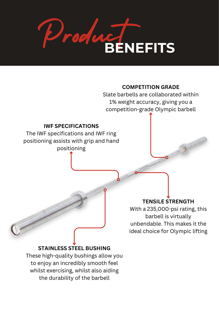 Body Iron 7ft Slate Commercial Olympic Barbell Rated 2000lbs