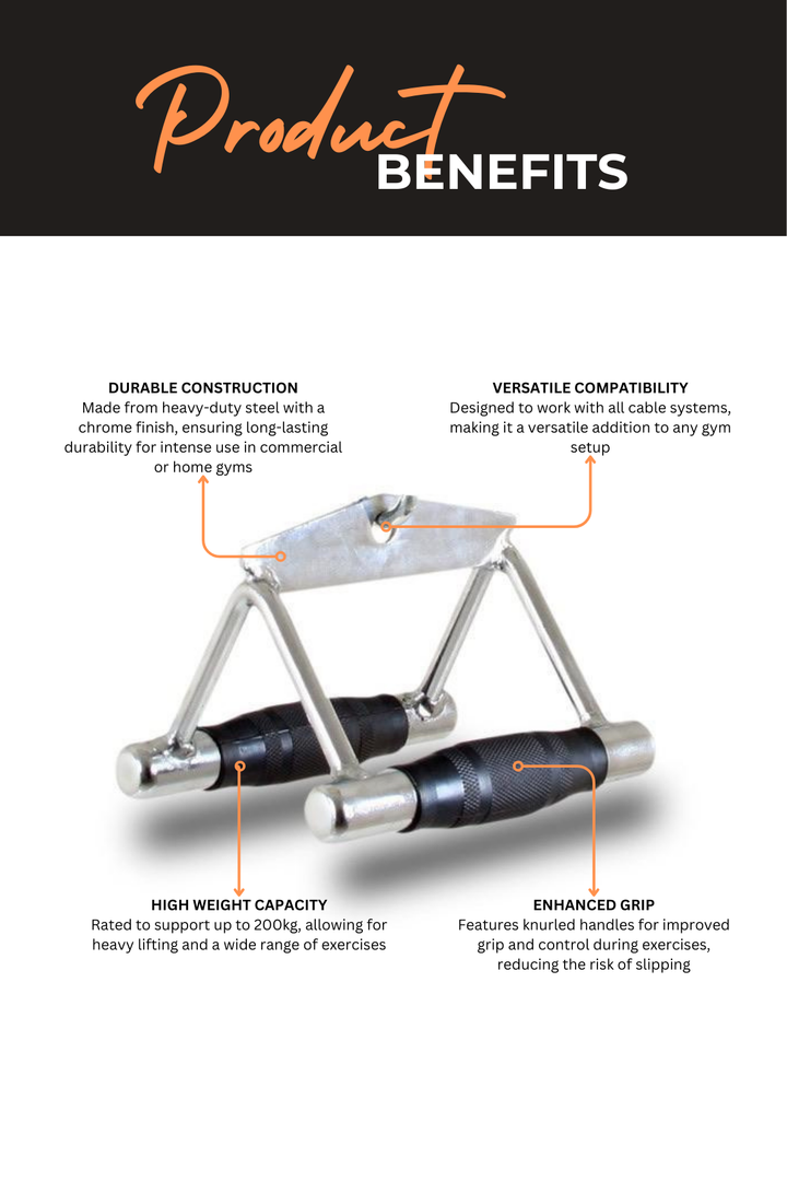 Body Iron Rubber Grip Seated Row Cable Attachment Commercial