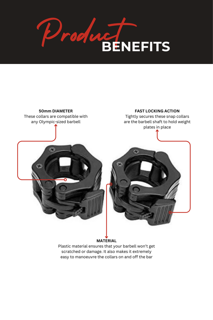 Body Iron Olympic Barbell Snap Locks (Black)