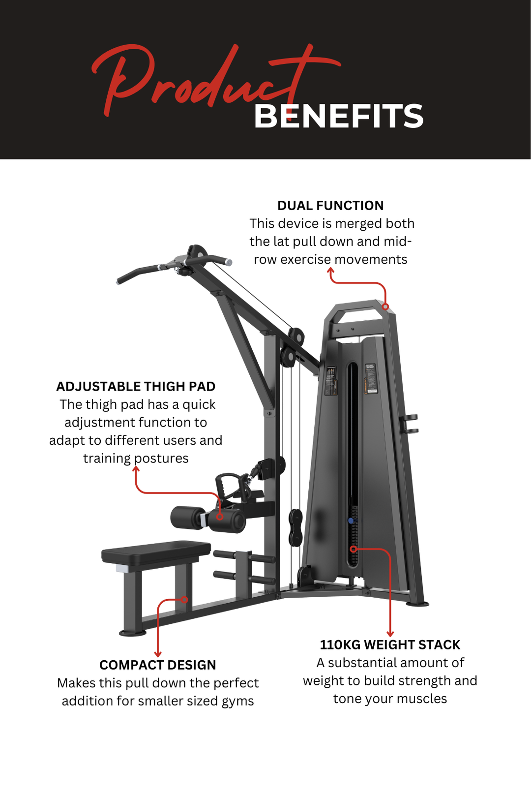 Body Iron Commercial Pro Lat Pull Down / Low Row Machine
