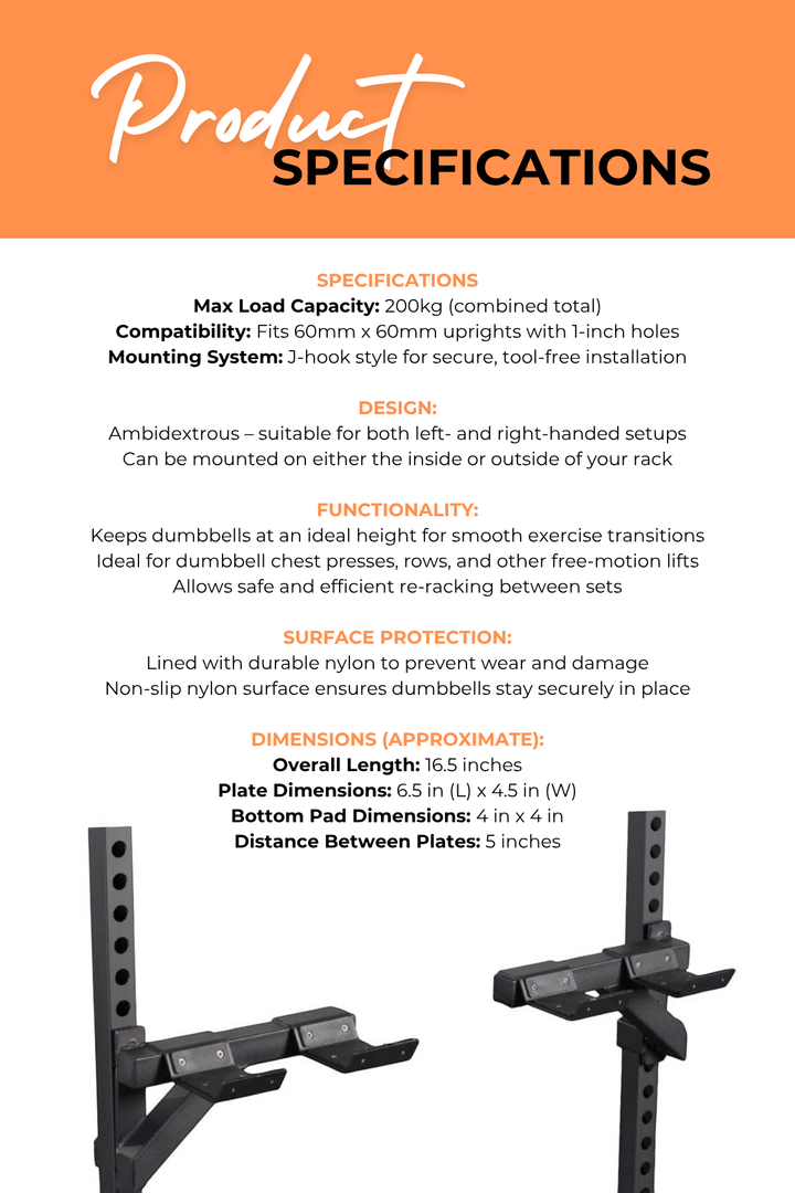 Body Iron Dumbbell Holder Attachment 60mm X 60mm Pair