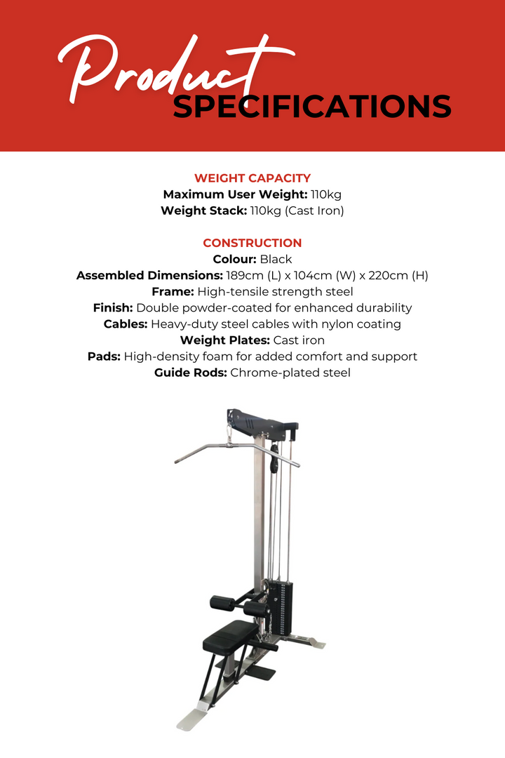 Body Iron Commercial 110kg Lat Pull Down / Low Row Machine