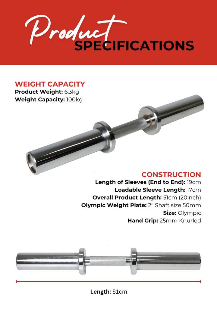 Body Iron Olympic Dumbbell Handle (Single)