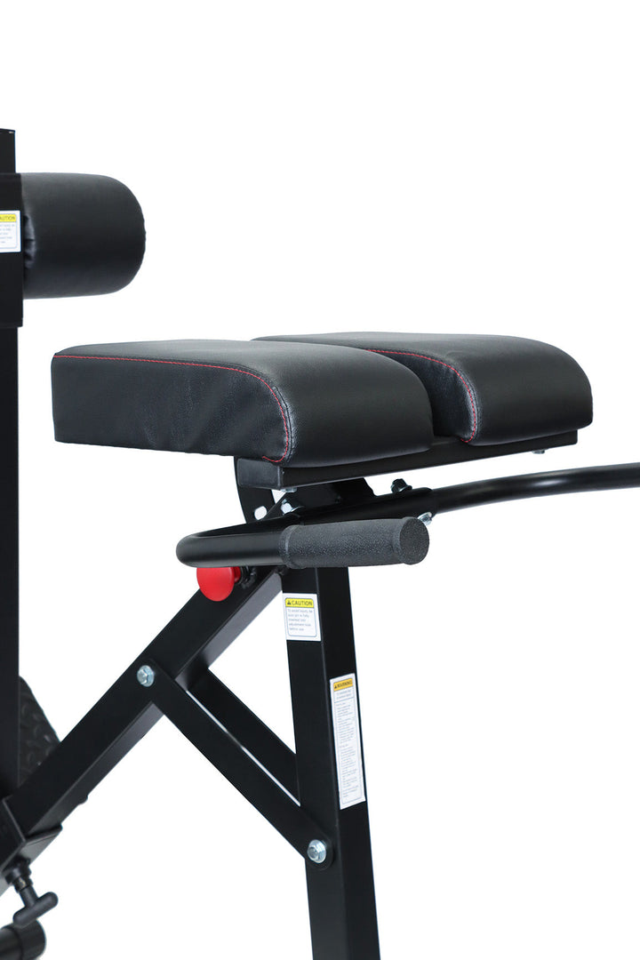 Close up of handles and arm pads for the roman chair