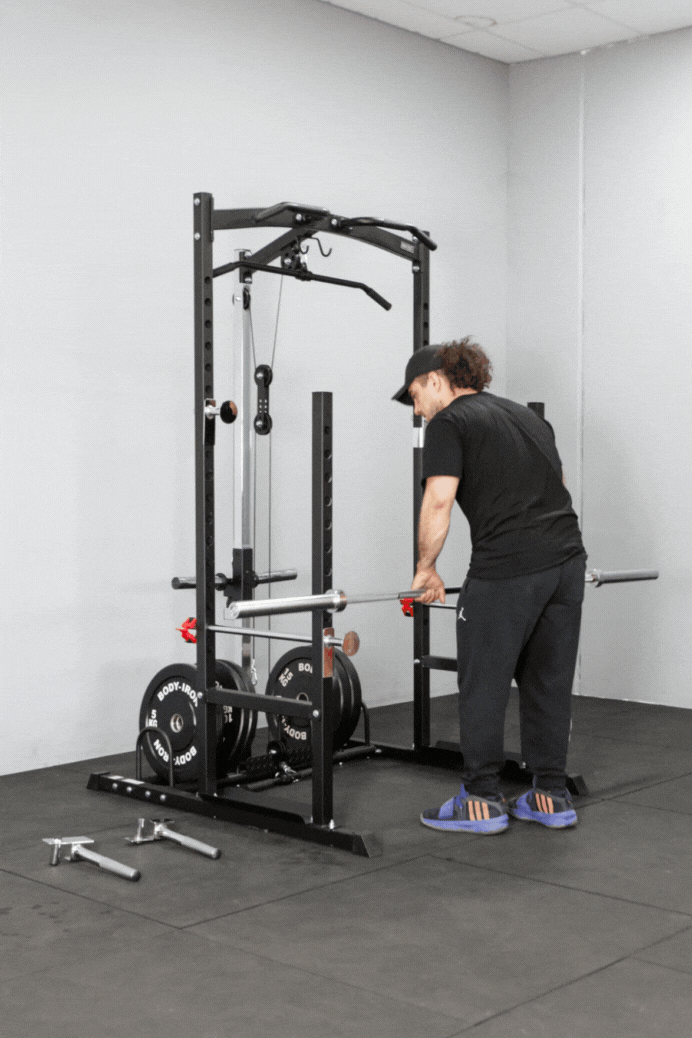 Body Iron SRL995 Squat Rack with Lat Pulldown & Seated Row
