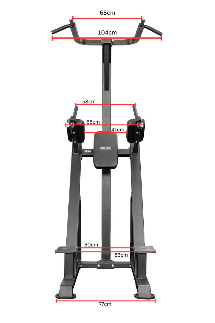 Body Iron Commercial Vertical Knee Raise / Dip / Pull Up Power Tower