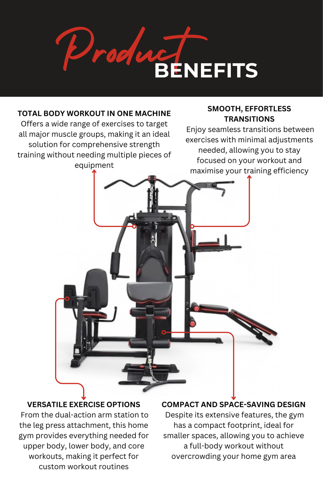 Body Iron Multi Station Home Gym With Leg Press BHG7000 + Power Tower + Ab Bench
