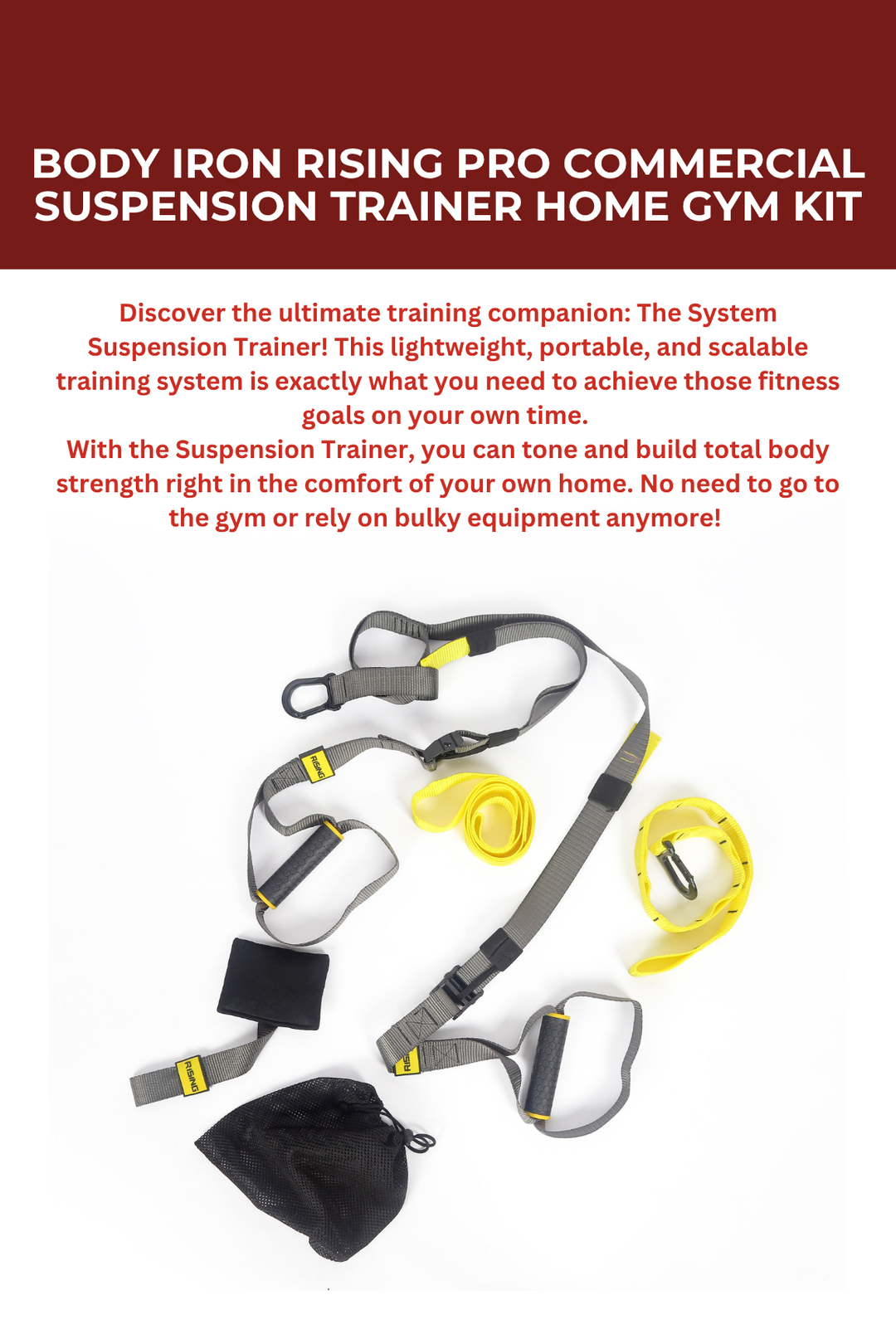 Body Iron Rising Pro Commercial Suspension Trainer Home Gym Kit