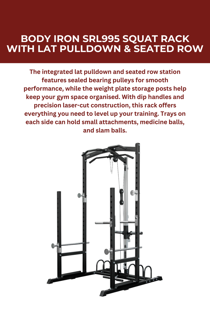 Body Iron SRL995 Squat Rack with Lat Pulldown & Seated Row