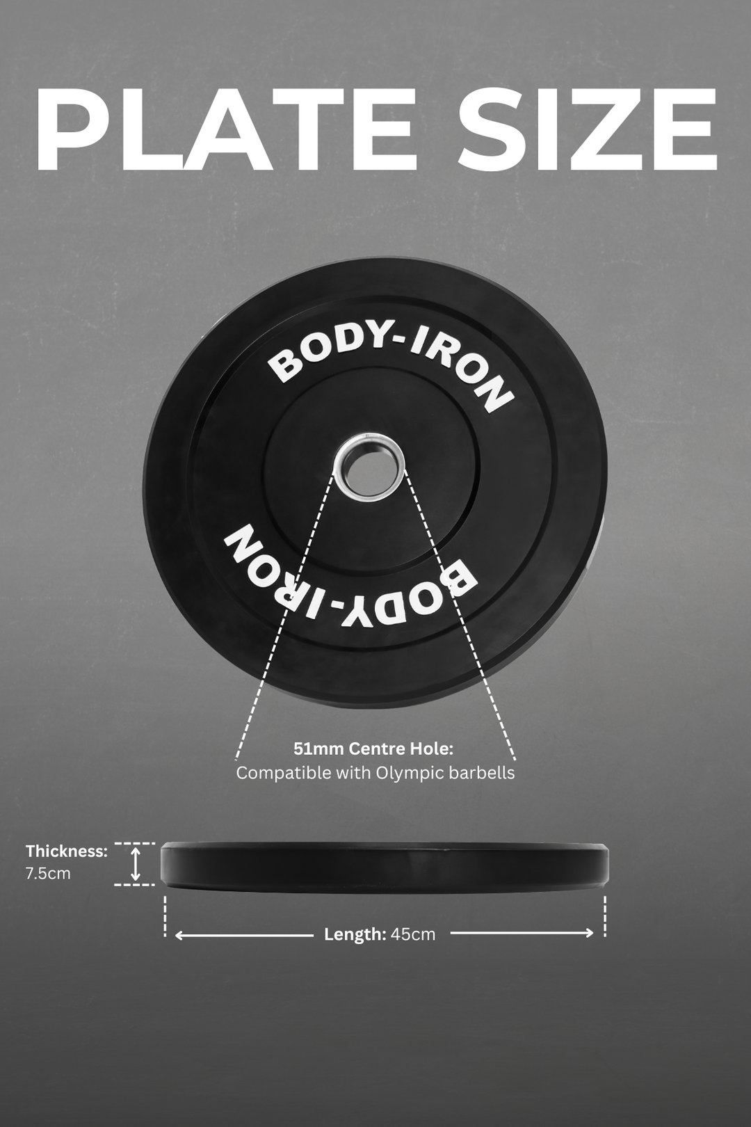 Body Iron 20kg Pro Bumper Plate Black Pair