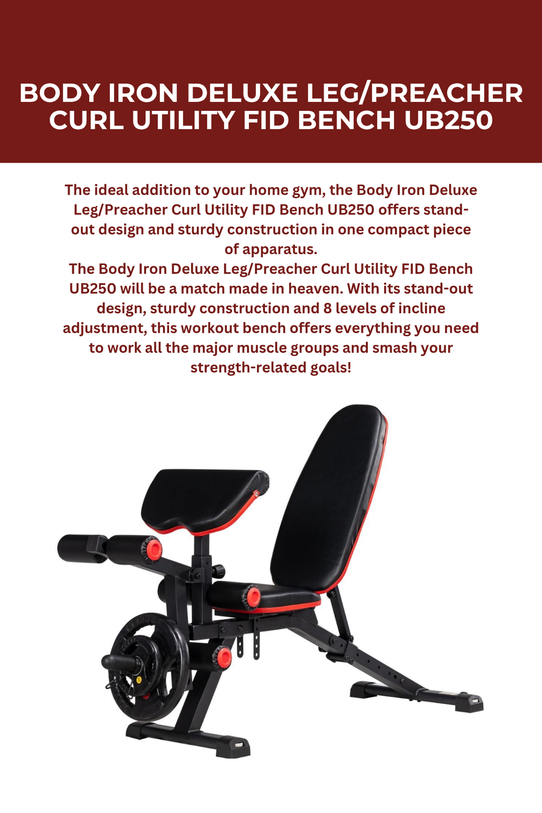 Body Iron Deluxe Leg/Preacher Curl Utility FID Bench UB250