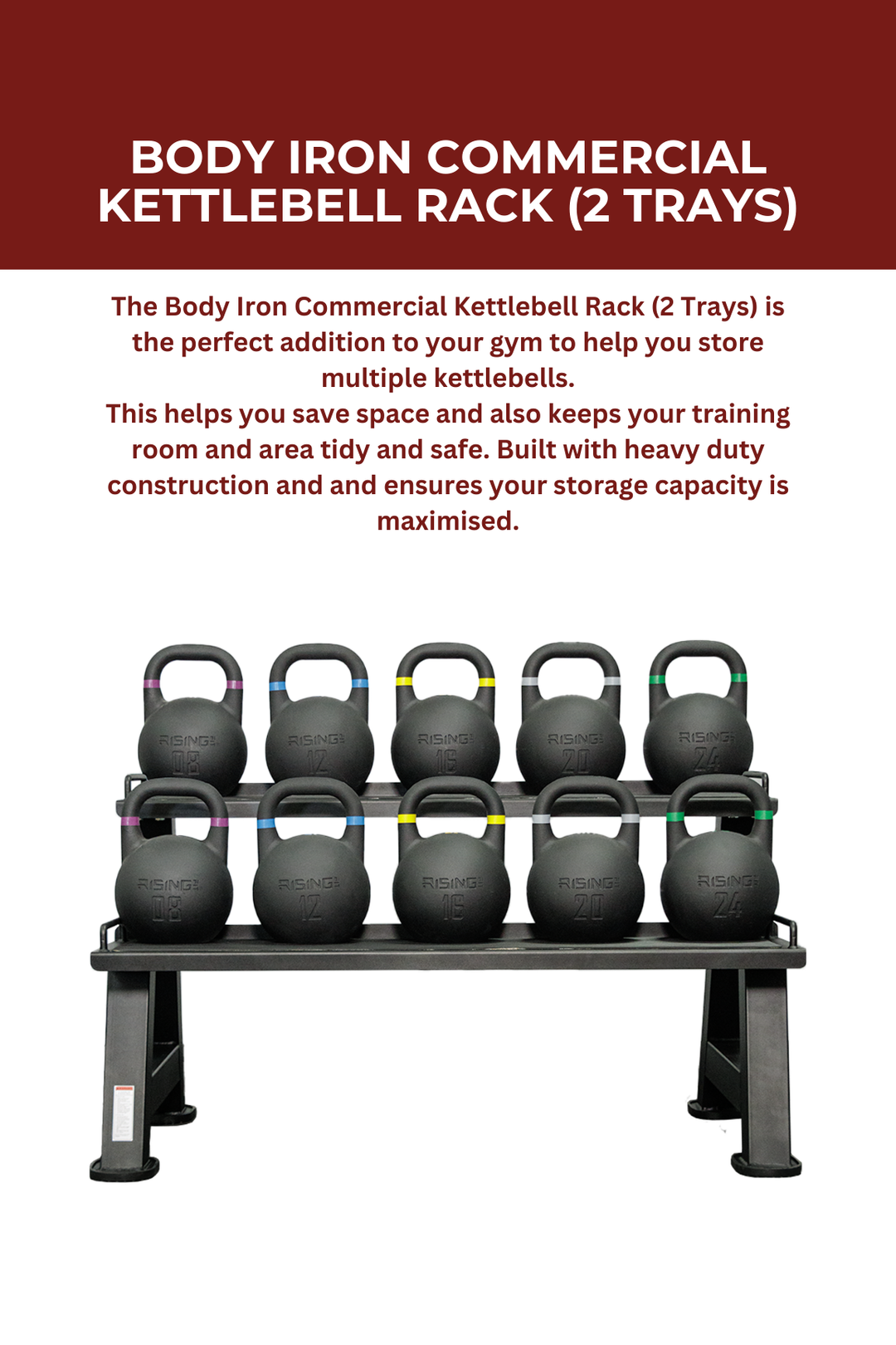 Body Iron Commercial Kettlebell Rack (2 Trays)