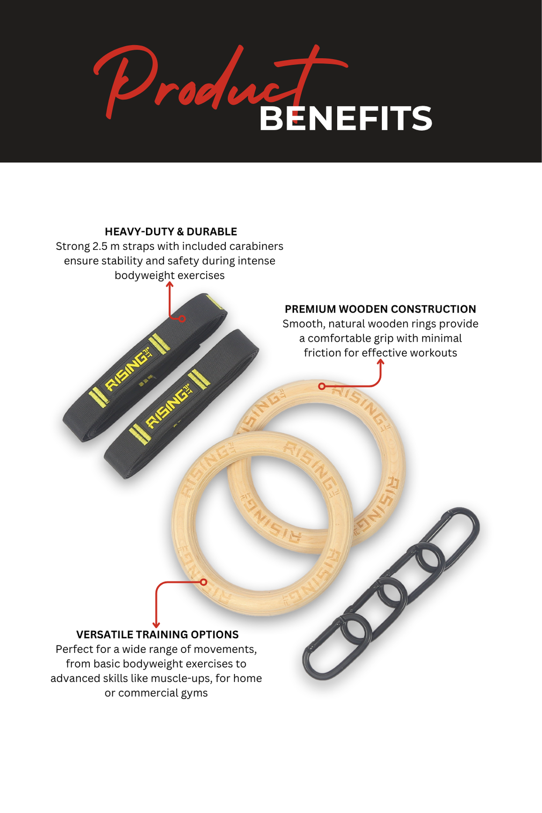 Body Iron Rising Pro Commercial Wooden Gym Rings