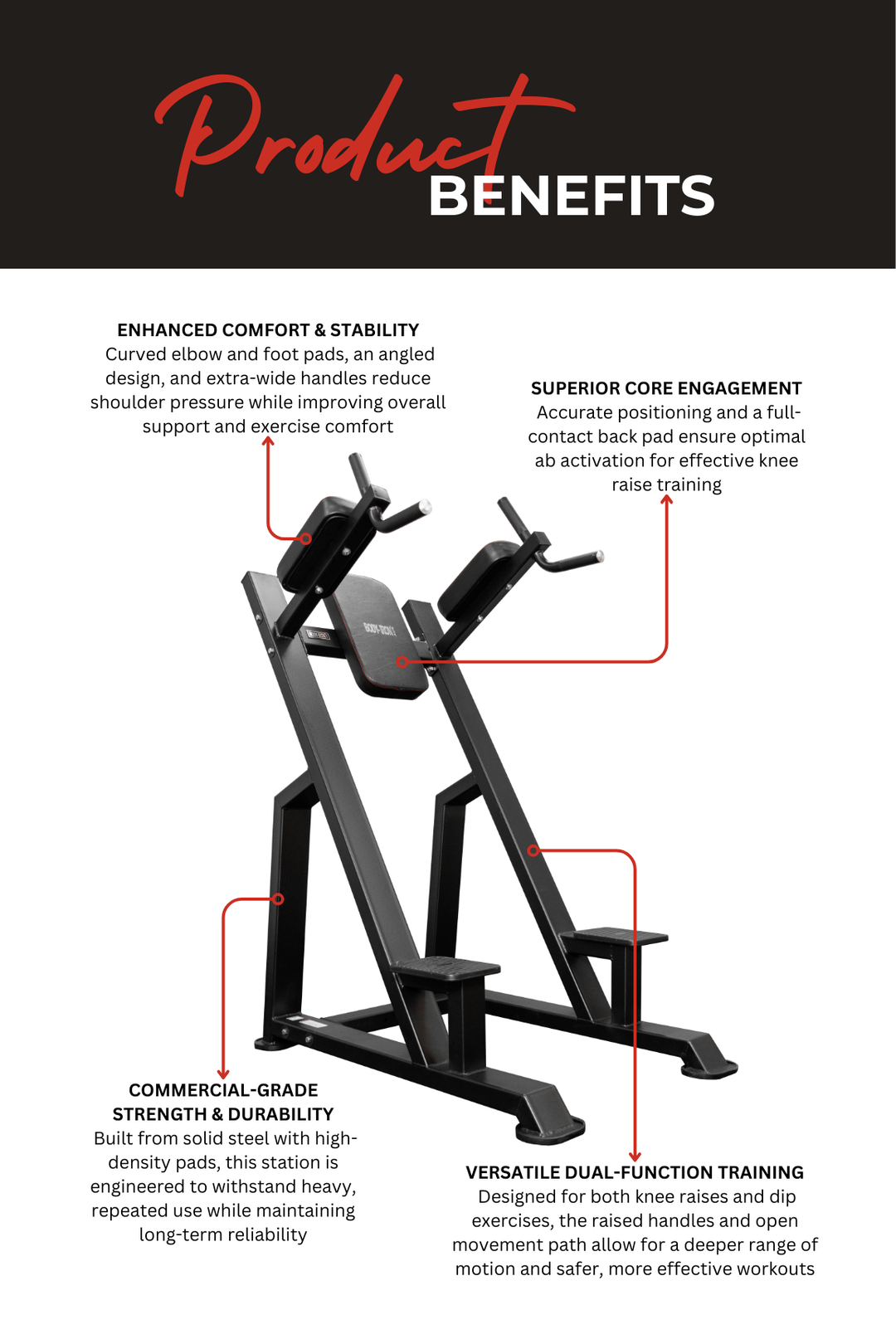 Body Iron Commercial Pro Knee Raise Dip Station