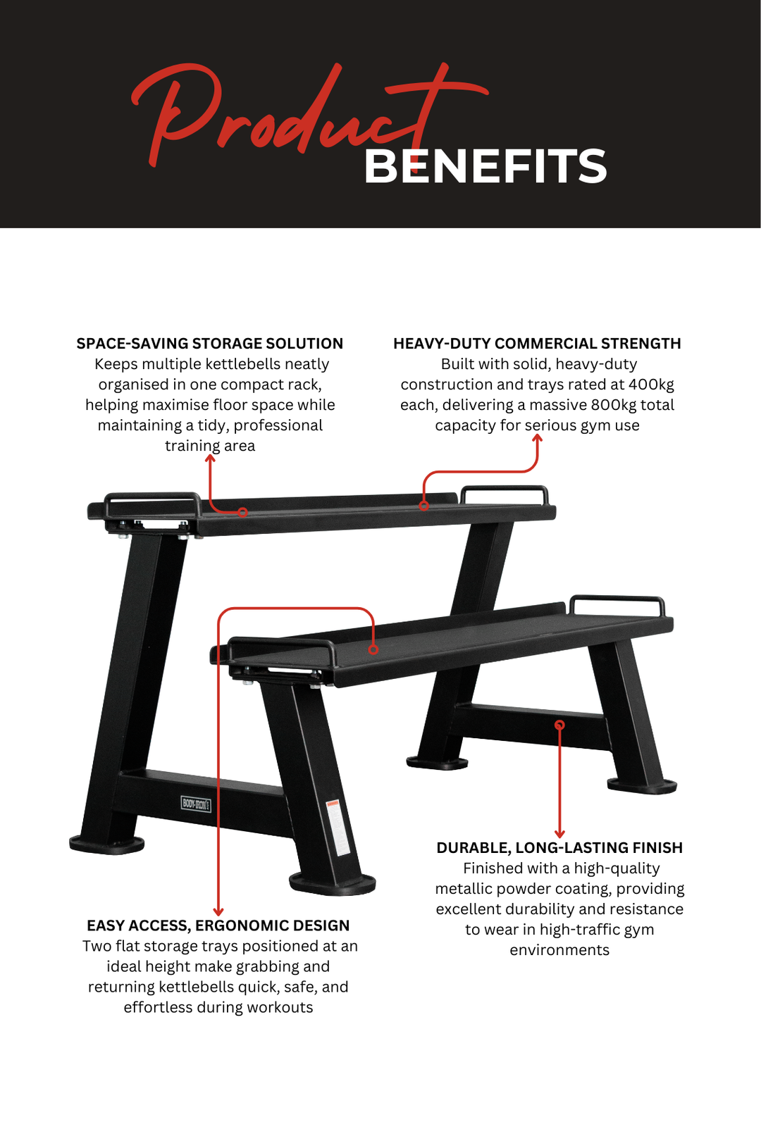 Body Iron Commercial Kettlebell Rack (2 Trays)