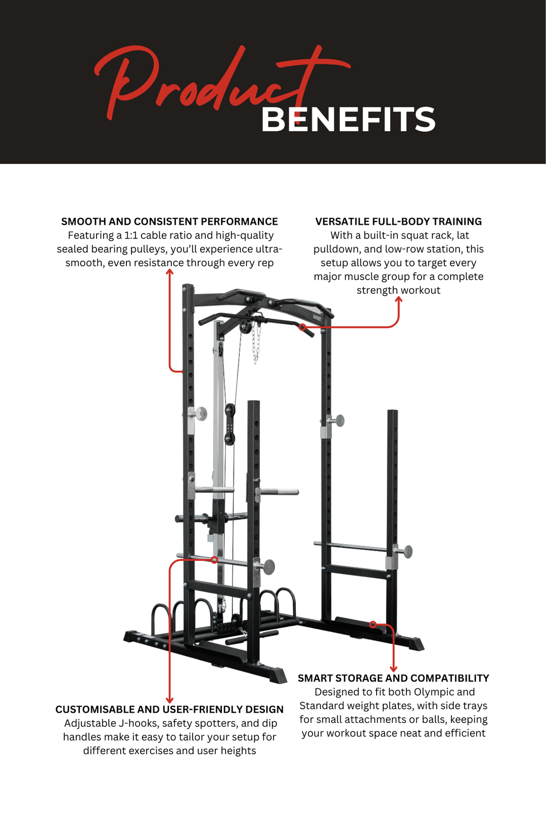 Body Iron SRL995 Squat Rack with Lat Pulldown & Seated Row