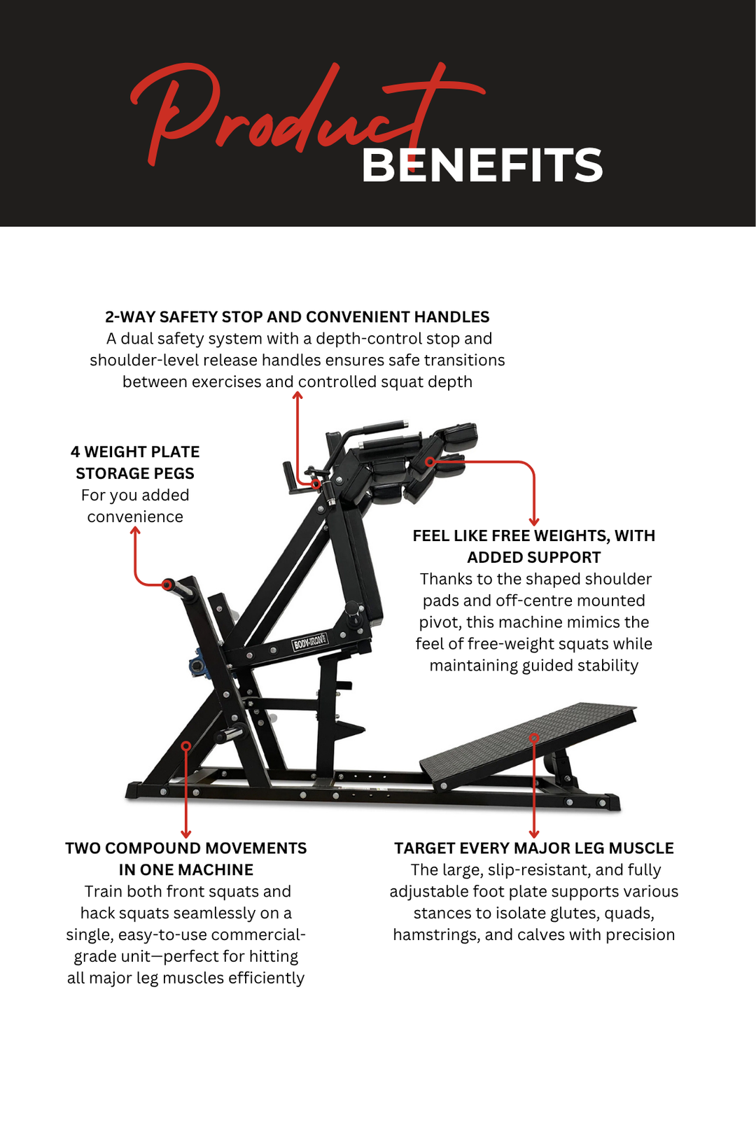 Body Iron Front Squat & Hack Squat Machine Commercial V2