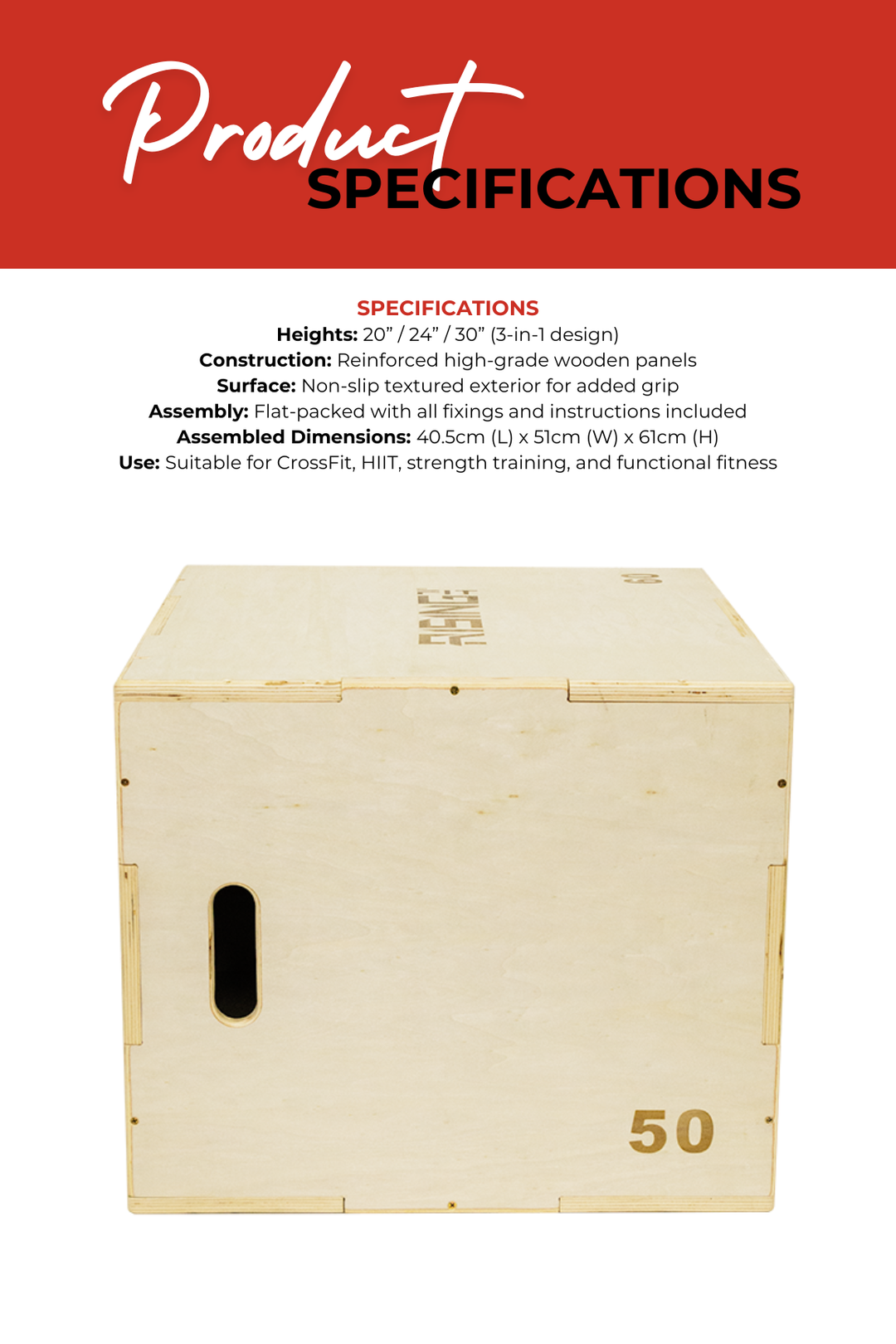 Body Iron Rising Pro Commercial Wooden Plyometric Box Jump 20/24/30 Inch