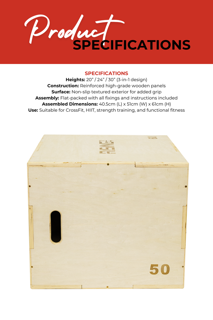 Body Iron Rising Pro Commercial Wooden Plyometric Box Jump 20/24/30 Inch