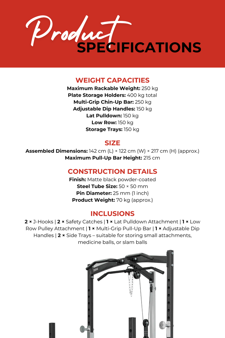 Body Iron SRL995 Squat Rack with Lat Pulldown & Seated Row