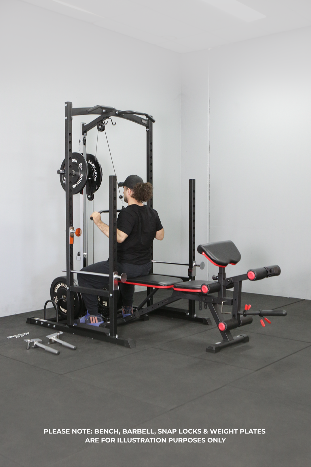 Body Iron SRL995 Squat Rack with Lat Pulldown & Seated Row