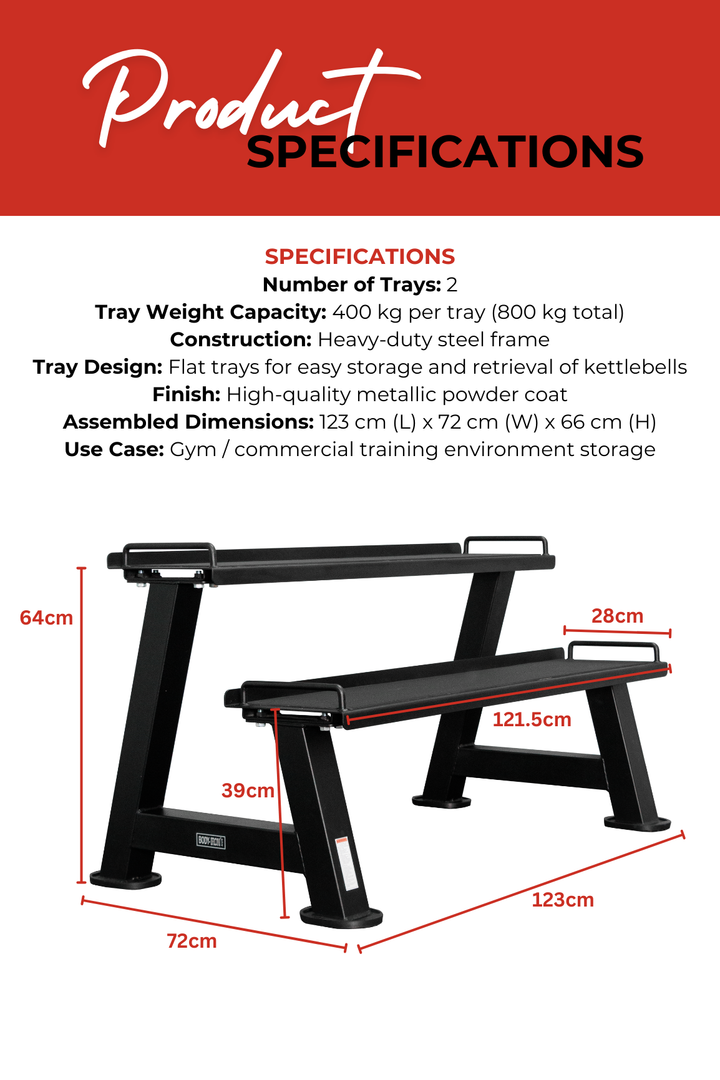 Body Iron Commercial Kettlebell Rack (2 Trays)