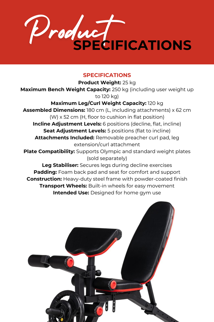 Body Iron Deluxe Leg/Preacher Curl Utility FID Bench UB250