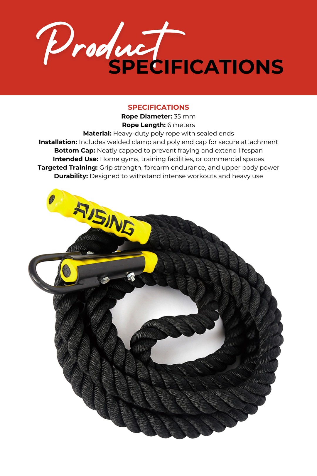 Body Iron Rising Pro Commercial 6 Metre Climbing Rope