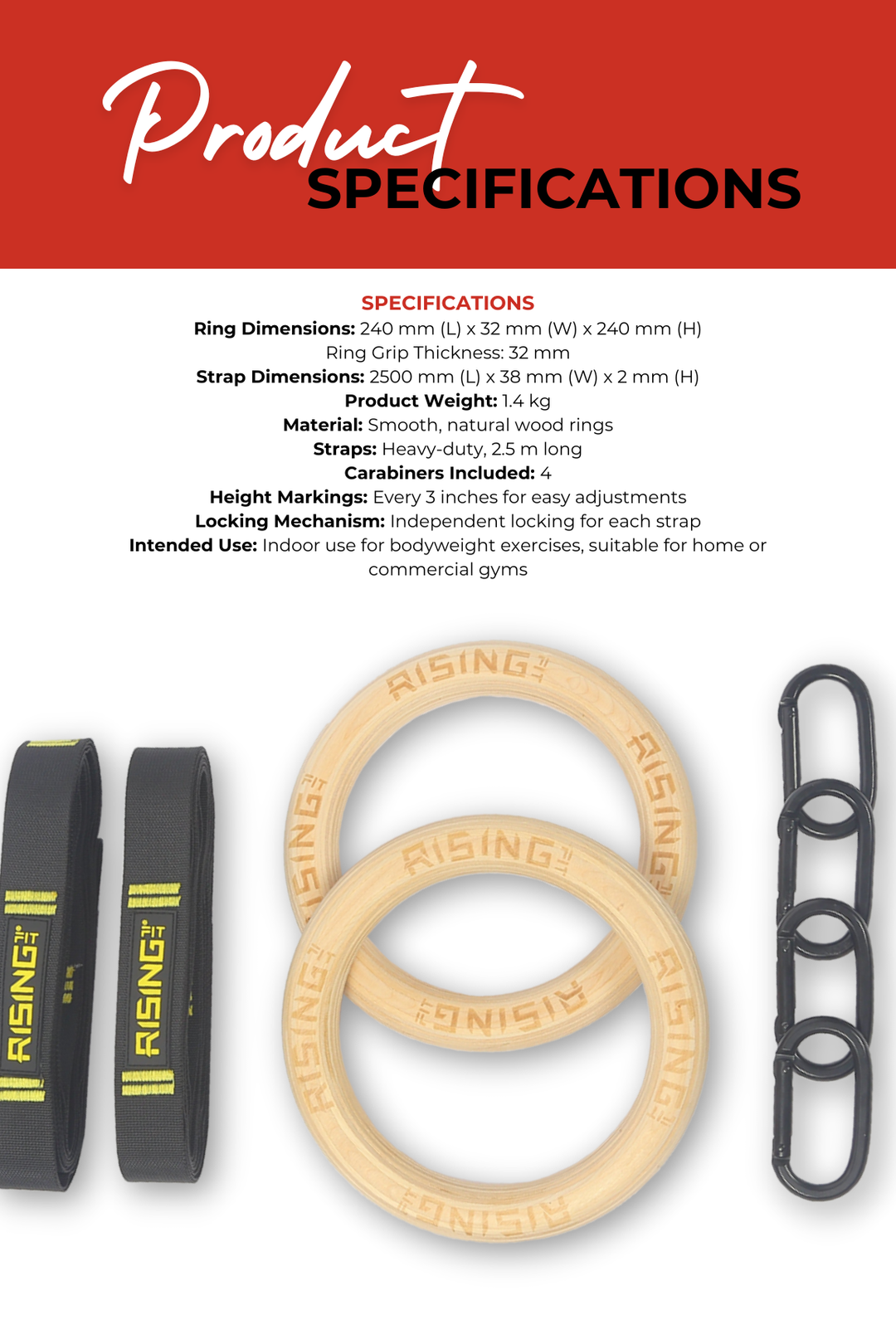 Body Iron Rising Pro Commercial Wooden Gym Rings